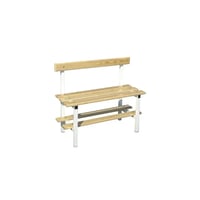 Locker room bench with back